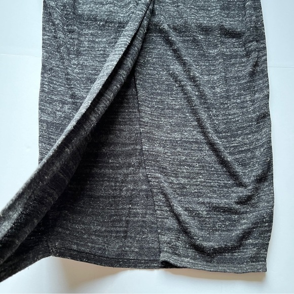 Zara Knit Linen  Skirt Charcoal Front Slit Wrap Maxi Stretch Jersey Knit Sz M - Picture 12 of 12